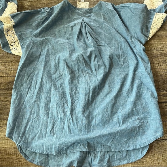 Johnny Was blue Thalassa lace pieced button down top size M - Picture 8 of 13